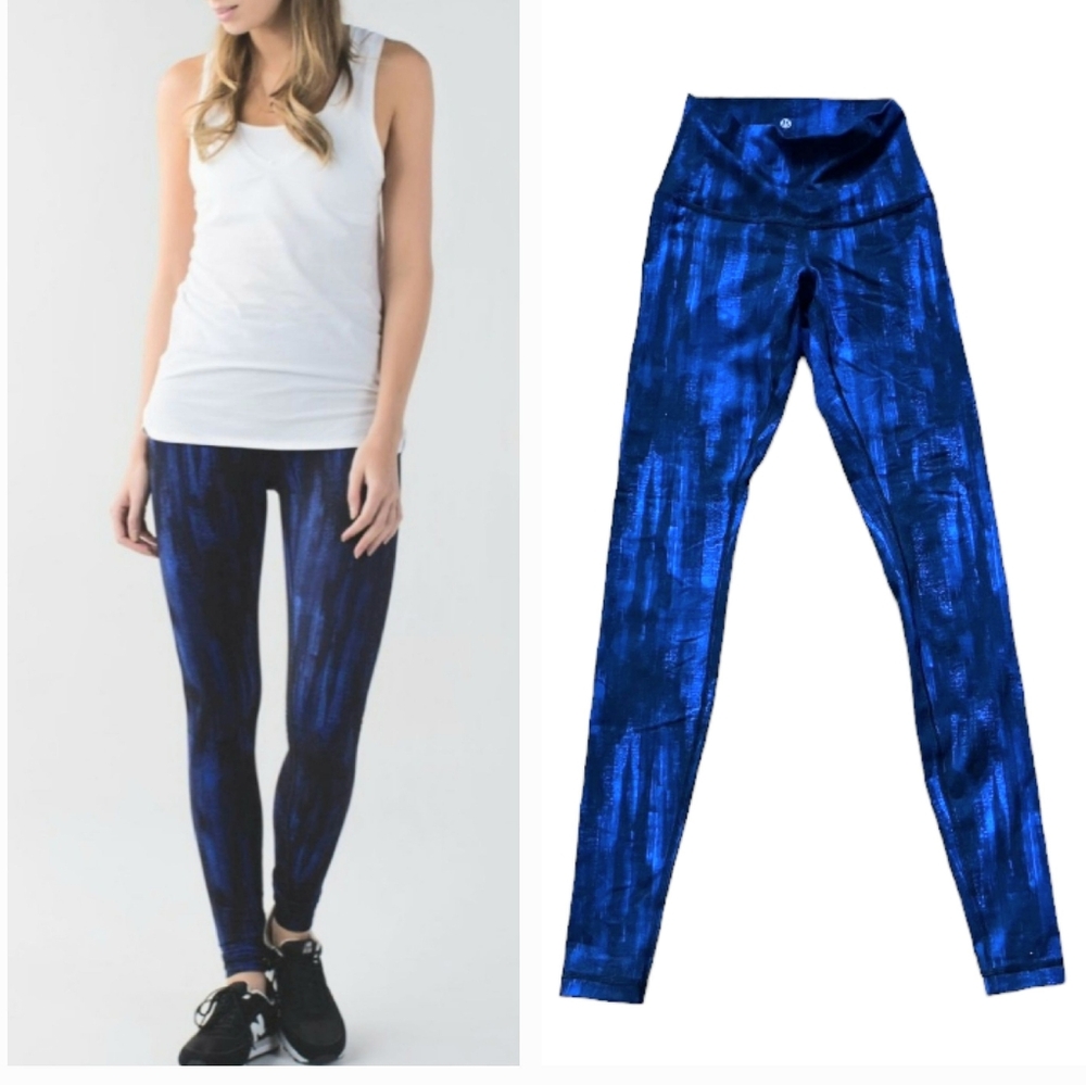 Lululemon Wunder Under Pant Full-On Luon Roll Down Nightsky Harbor Blue/Black
